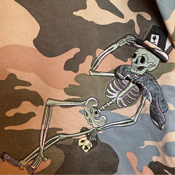 ZADIG & VOLTAIRE Kavy Camou Brode Jacket Green Camo Skull Embroidery Bomber Wool - Picture 11 of 16